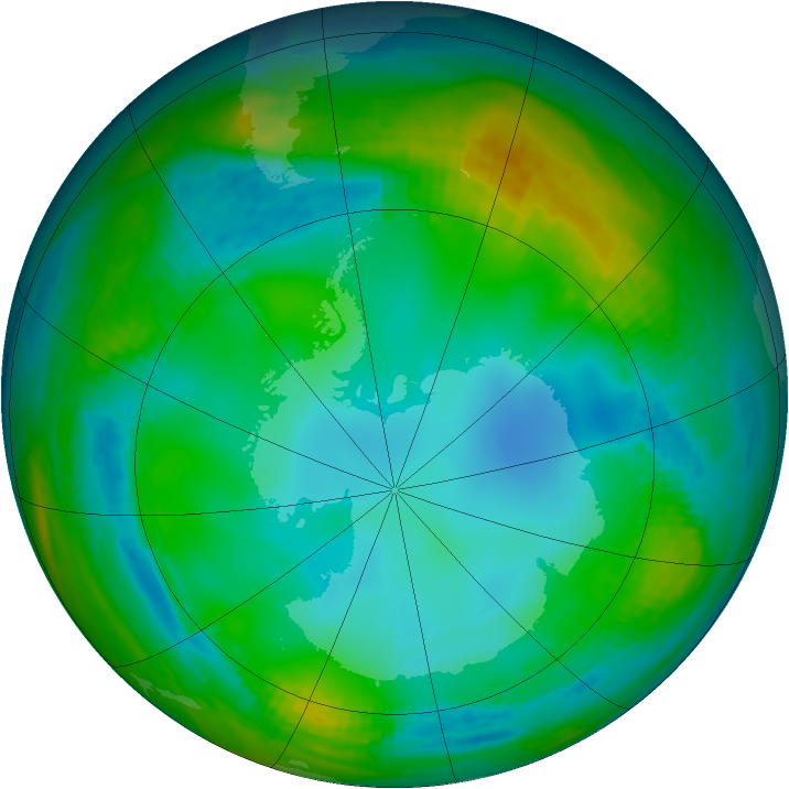 Antarctic ozone map for 01 June 1982